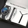 Pack of 3 Watch Set for Men Stainless Steel Analog Quartz Watch with Accessories Fashion and Luxury Style Multiple Colors